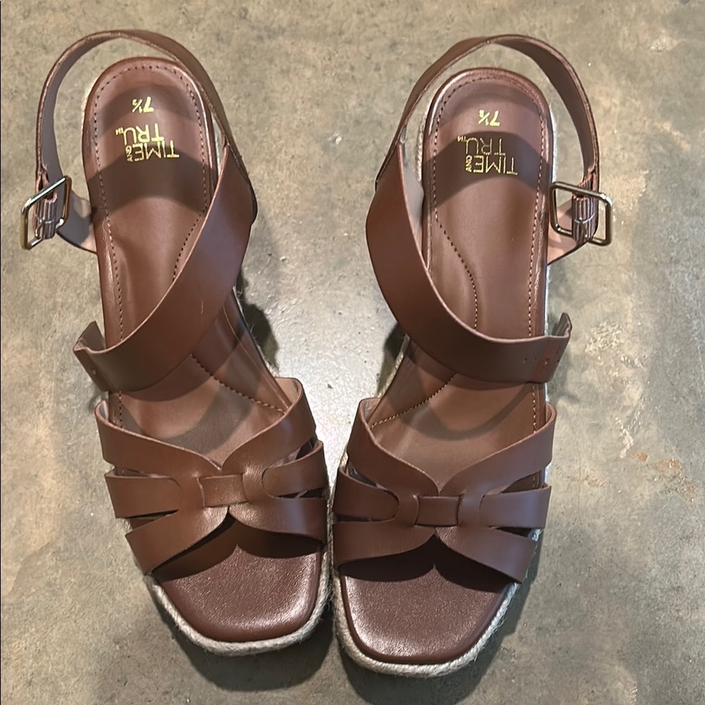 Time and Tru Tan Strappy Sandals